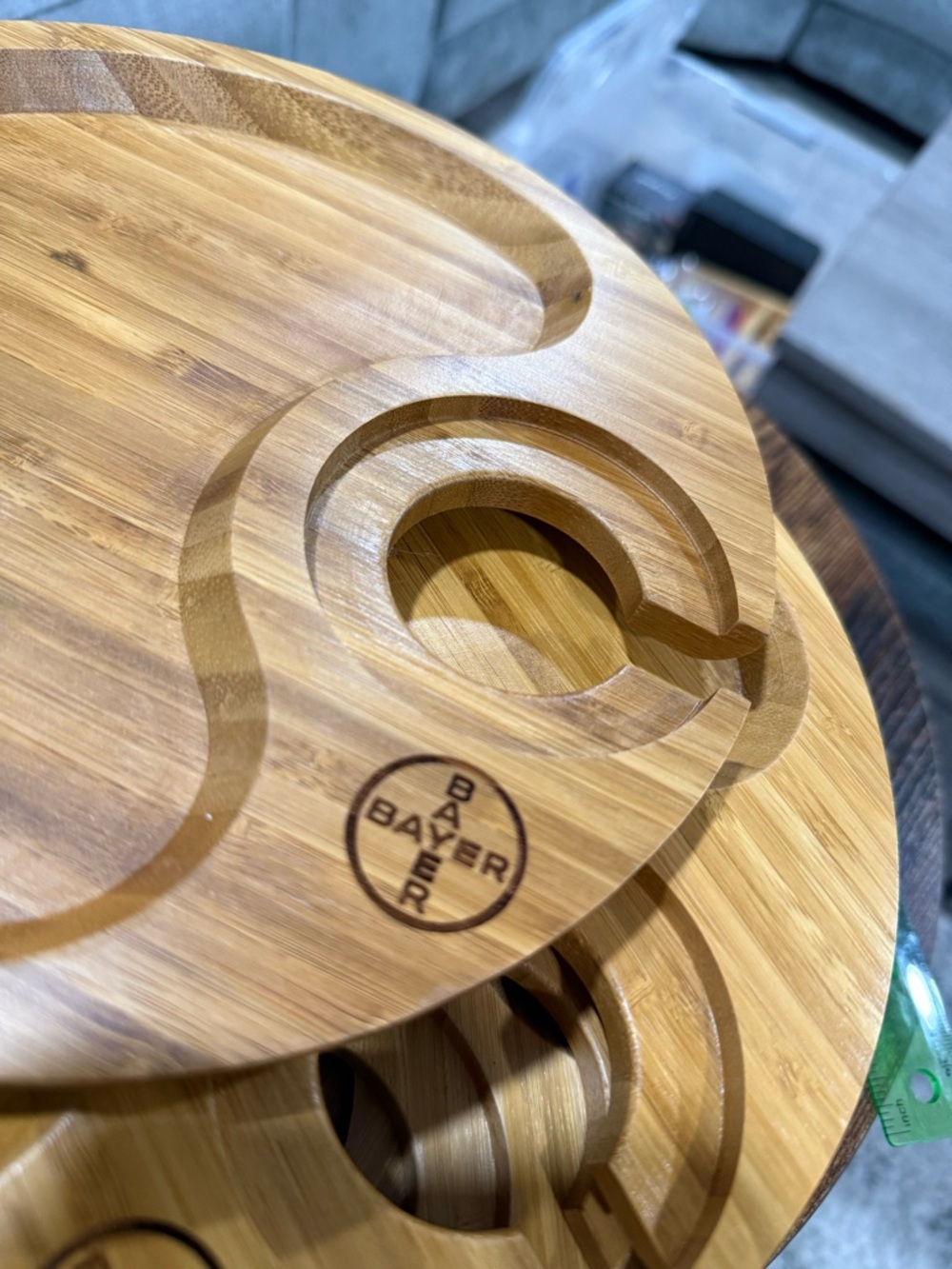 Wooden Bamboo Drink & Snack Tray Set (2) Natural Bamboo